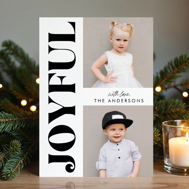 Black & White Joyful Modern Christmas Photo Holiday Card (Creator Uploaded)