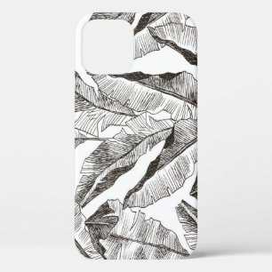 Black White Jungle: Tropical Plant Pattern iPhone 12 Case