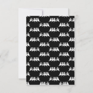Black & White Kittens Print Pattern Cat Art Black Thank You Card