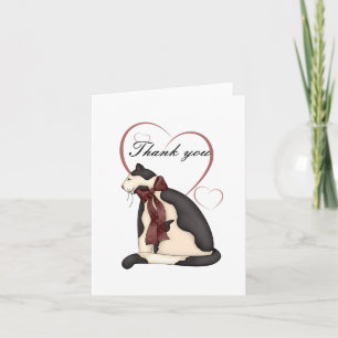 Black & White Kitty Cat w/Hearts Thank You