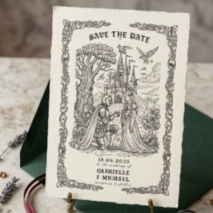 Black White Knight Bride Castle Gothic Wedding  Save The Date