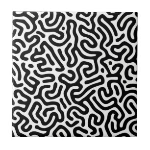 black white labyrinth pattern line decorative mode tile
