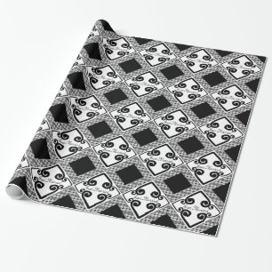 Black & White Lace Elegant Scrolls Wedding Wrapping Paper