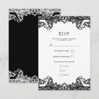 Black & White Lace Elegant Wedding RSVP