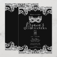 Black & White Lace Masquerade 15th Quinceañera 