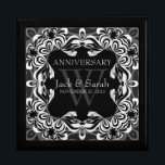 Black White Lace Wedding Anniversary Gift Box<br><div class="desc">Unique and Stylish lace inspired design in black white and silver grey - Exquisite and elegant custom Wedding, Anniversary or engagement present. Personalize with names, anniversary date and monogram or numbers - made into a wonderful wooden gift box to keep trinkets, jewellery box for your special keepsakes. Makes a wonderful...</div>