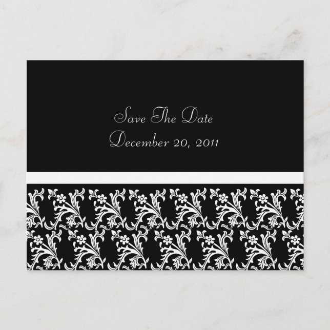 Black & White Lacy Elegance Announcement Postcard (Front)