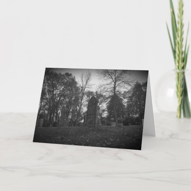 “Black & White Lakeside Cemetery" Hallowe’en Card (Front)