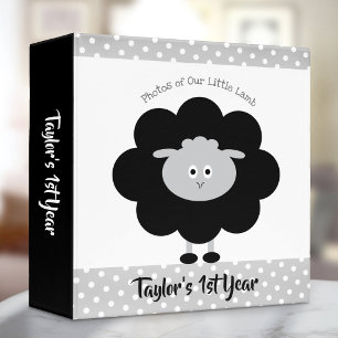 Black White Lamb Cute Baby 1st Year Keepsake Photo Binder