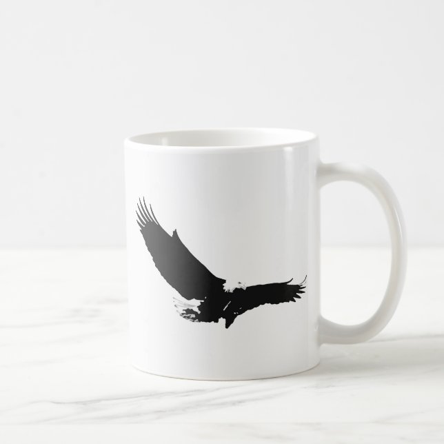 Black & White Landing Eagle Coffee Mug (Right)