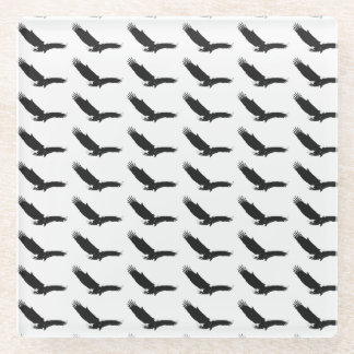 Black & White Landing Eagle Glass Coaster