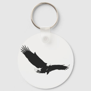 Black & White Landing Eagle Keychain