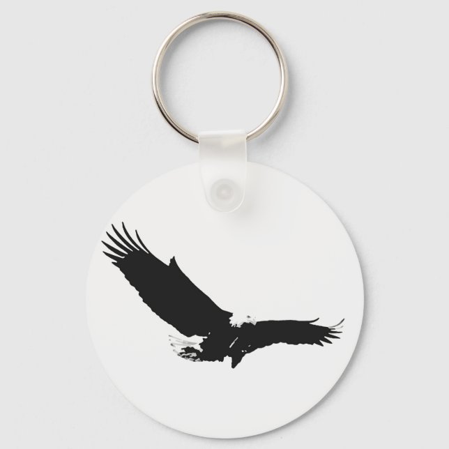 Black & White Landing Eagle Keychain (Front)