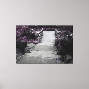 Black & White Landscape Bridge Photo Canvas Print
