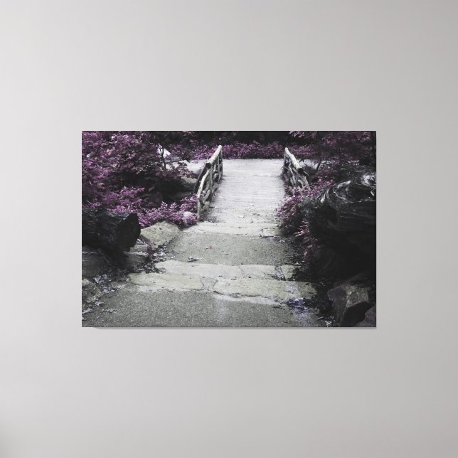 Black & White Landscape Bridge Photo Canvas Print (Front)