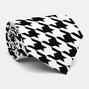 Black & White Large Houndstooth Check Tie