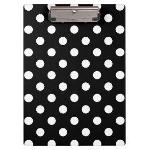 Black White Large Polka Dot Pattern Clipboard