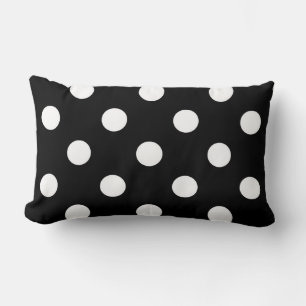 Black White Large Polka Dot Pattern Lumbar Pillow