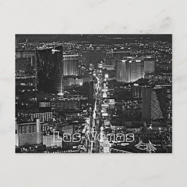 Black & White Las Vegas Strip Postcard (Front)