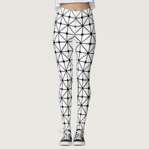 Black White Lattice Pattern Leggings