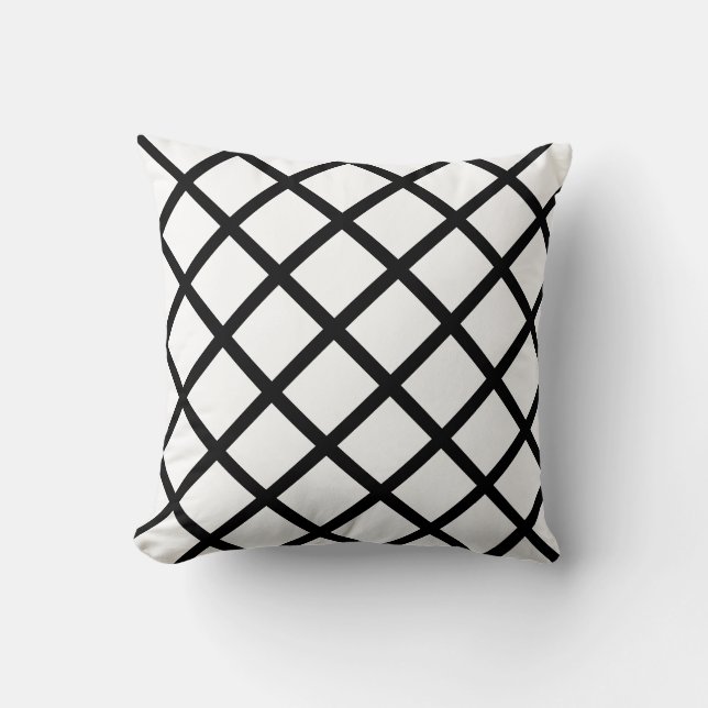 Black & white, lattice pattern, pretty accent thro throw pillow (Front)