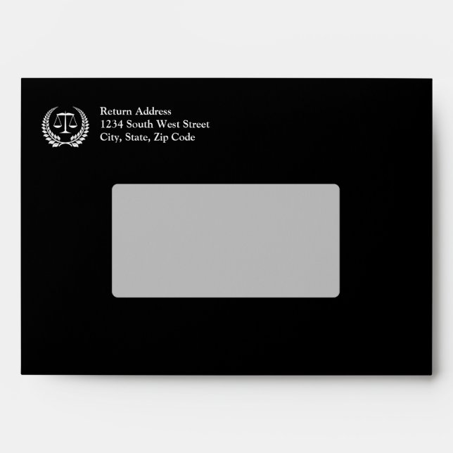 Black/White Laurel Law School Graduation Envelopes (Front)