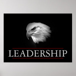 Black White Leadership Fearless Eagle Poster