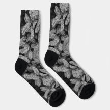 Black & White Leaf Pattern Socks