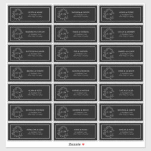 Black & White Leafy Crest Monogram Guest Address