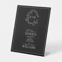 Black White Leafy Crest Monogram Let Love Sparkle
