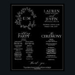 Black White Leafy Crest Monogram Wedding Program Poster<br><div class="desc">We're loving this Black White Leafy Crest Monogram Wedding Program Poster! Simple, elegant, and oh-so-pretty, it features a hand drawn leafy wreath encircling a modern wedding monogram. It is personalized in elegant typography, and accented with hand-lettered calligraphy. Finally, it is trimmed in a delicate frame. features all the details normally...</div>
