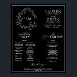 Black White Leafy Crest Monogram Wedding Program Poster<br><div class="desc">We're loving this Black White Leafy Crest Monogram Wedding Program Poster! Simple, elegant, and oh-so-pretty, it features a hand drawn leafy wreath encircling a modern wedding monogram. It is personalized in elegant typography, and accented with hand-lettered calligraphy. Finally, it is trimmed in a delicate frame. features all the details normally...</div>