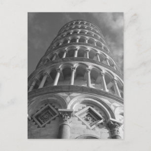 Black White Leaning Tower of Pisa From Below Italy Postcard