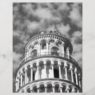 Black White Leaning Tower of Pisa Italy