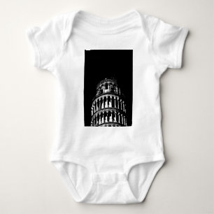 Black White Leaning Tower of Pisa Italy Baby Bodysuit