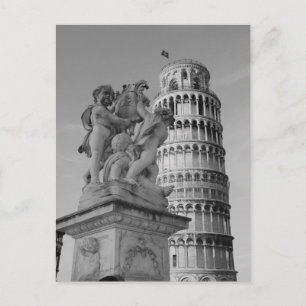 Black & White Leaning Tower of Pisa Italy Postcard