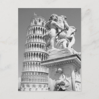 Black & White Leaning Tower of Pisa Italy Postcard