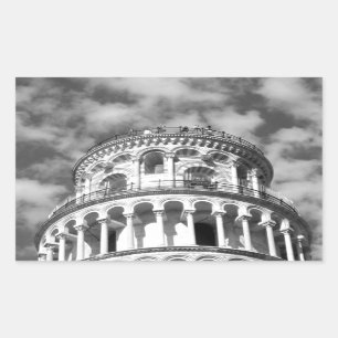 Black White Leaning Tower of Pisa Italy Sticker