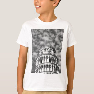 Black White Leaning Tower of Pisa Italy T-Shirt