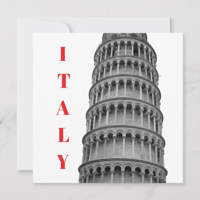 Black White Leaning Tower of Pisa Italy Thank You Card (Front)
