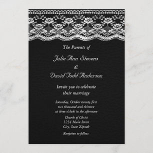 Black & White Leather & Lace Wedding Invitation