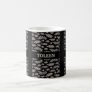 Black White, Leaves Pattern                       Coffee Mug