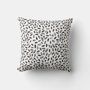 Black & White Leaves Throw Pillow