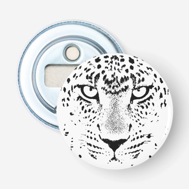 Black & White Leopard Eyes Bottle Opener (Front)