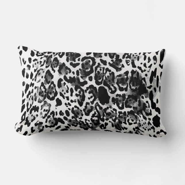 Black & White leopard Lumbar Pillow (Front)