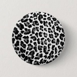 Black & White Leopard Print 2 Inch Round Button