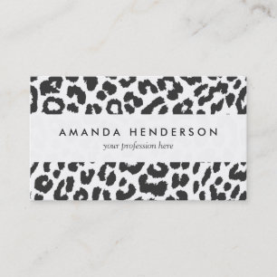 Black & White Leopard Print Animal Skin Patterns Business Card