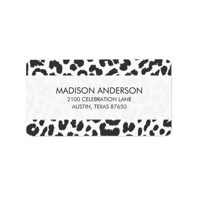 Black & White Leopard Print Animal Skin Patterns Label (Front)
