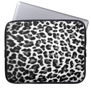 Black & White Leopard Print Laptop Sleeve