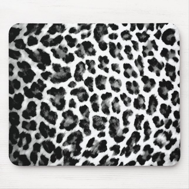 Black & White Leopard Print Mouse Pad (Front)